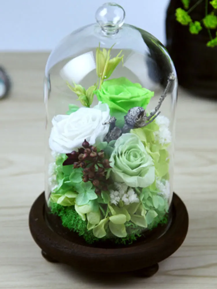 3 шт. натуральная вечная жизнь Роза в стеклянном куполе на деревянной базе