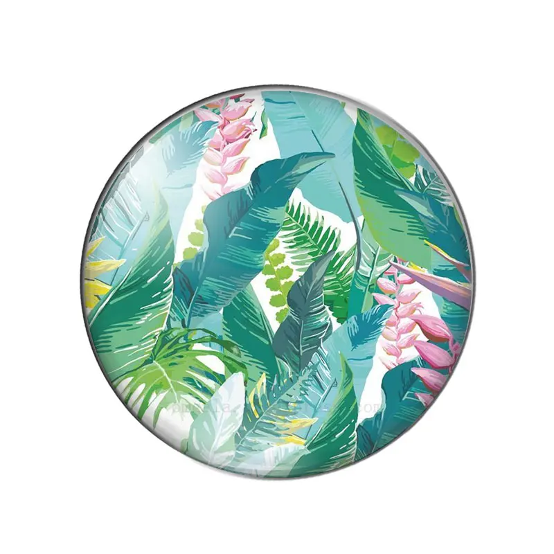 OMGALA тропический зеленый лист растения круглый стеклянный кабошон и
