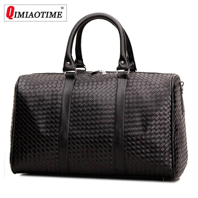 Модная ПУ тканая сумка для путешествий Большая вместительная Мужская и женская