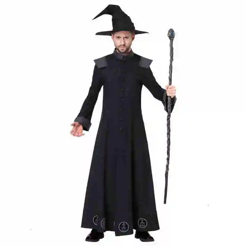 

Grown magic costume mantle mantle topcoat cosplay pentagram costumes capes hat beanies cloak for man Halloween holiday