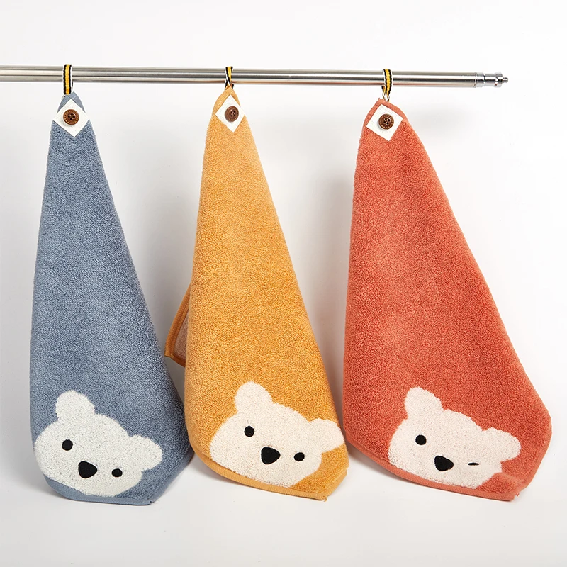 

Children Towels Baby Face Cute Cartoon Bear Pattern Hang Hand Towel Soft Cotton High End Towel High Quality