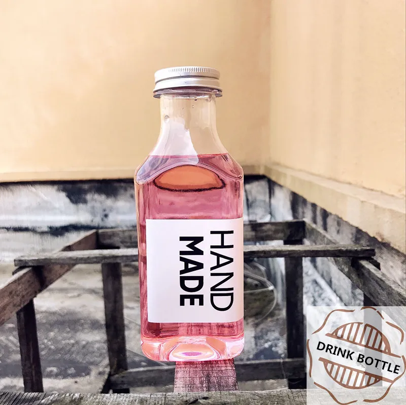 Прозрачная пластиковая бутылка для молока 340 мл 400 с квадратным дном йогурта 10 шт.