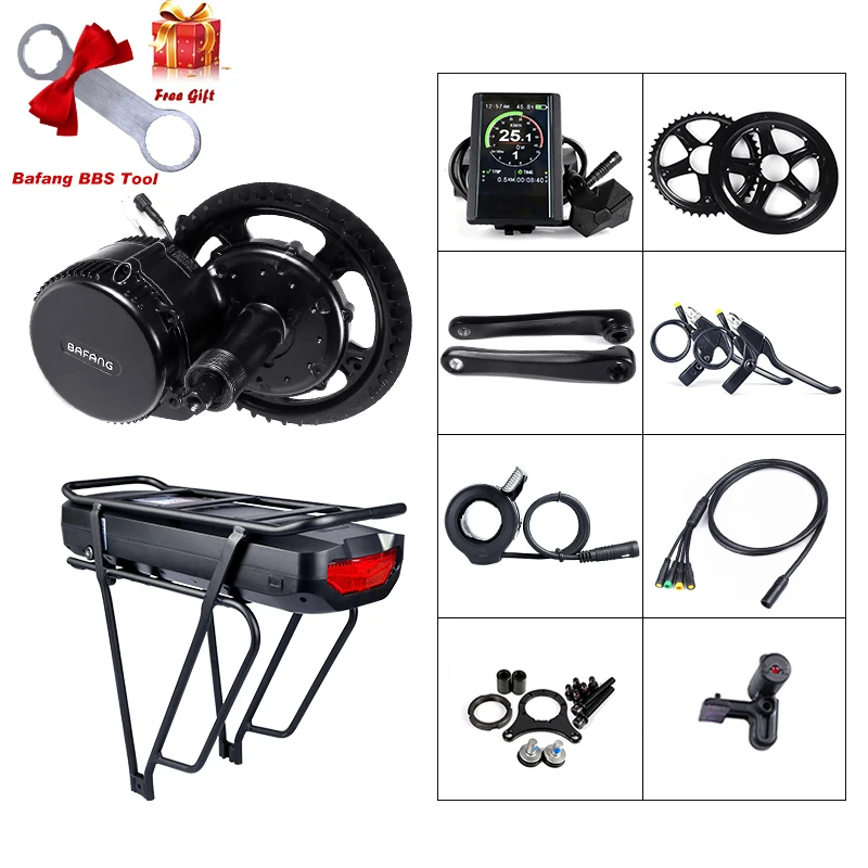 Bafang BBS02B 48 V 750 W среднемоторный привод электрическое преобразование велосипедов комплект с замком 12Ah/17.5Ah велосипед Батарея собран в samsung ячейки