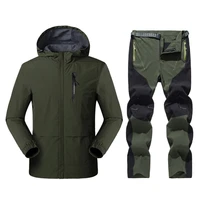 2021 summer men quick dry windbreaker jacket set outdoor waterproof male trekking camping hunting fishing thin jackets pants