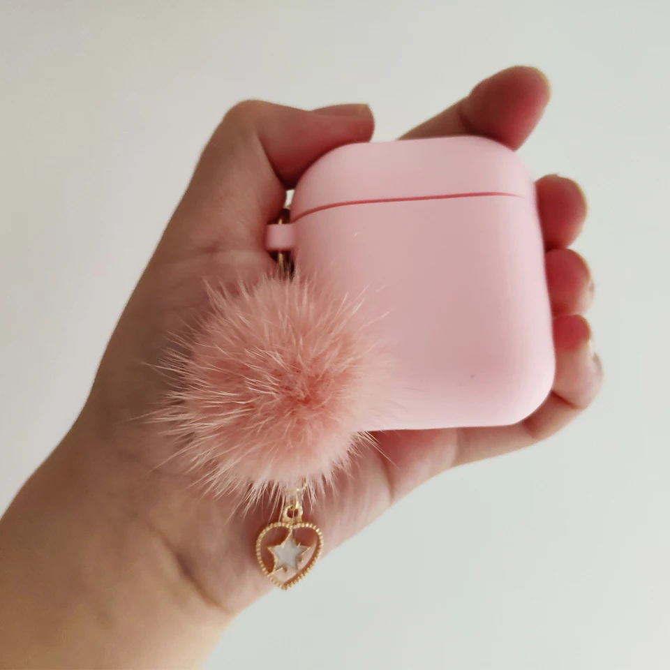 Милый корейский силиконовый чехол для Apple Airpods, чехол, аксессуары, Bluetooth наушники, мультяшный защитный чехол, вишневый собачий брелок