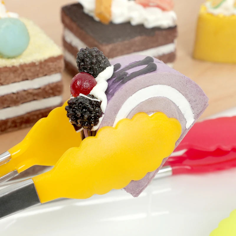Delidge 1 шт., нейлоновые щипцы для барбекю, ручка из нержавеющей стали, антипригарное жаростойкое приготовление салата, Сервировочные щипцы для еды, хлебные вилки, буфет
