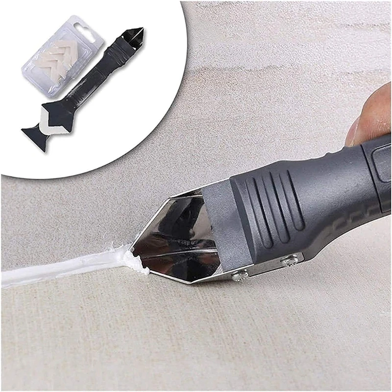 

3 in 1 Durable Silicone Sealant Remover Tool, Glass Glue Angle Scraper Adhesive Residue Scraper Seam Repair Tool Kit Caulking To