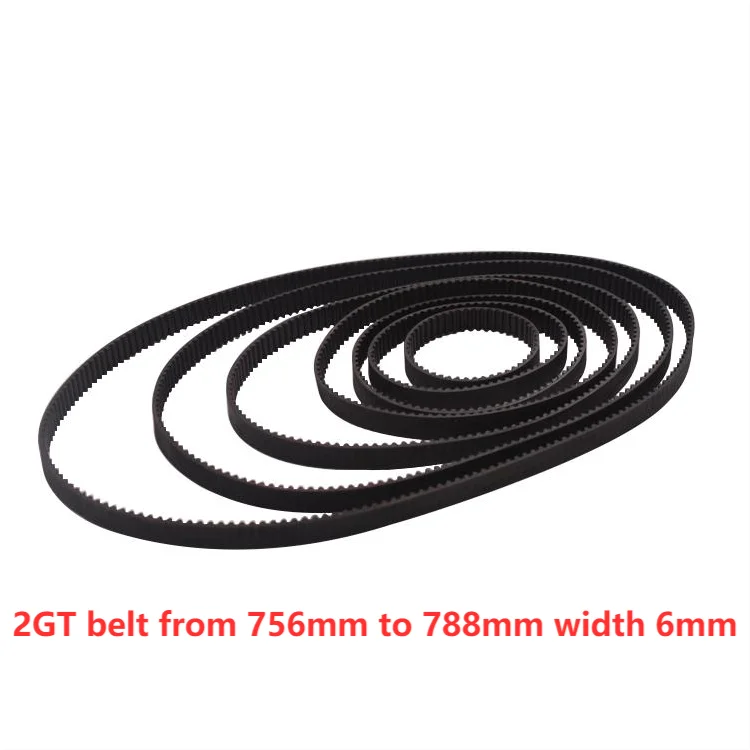 

3d printer belt closed loop rubber 2GT timing from 756mm to 788mm width 6mm