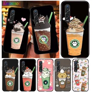 cute cat with coffee for oppo f7 f9 f11 f15 r9s r15 r17 k3 k5 find x2 x3 f19 pro lite pro neo black silicone phone case free global shipping