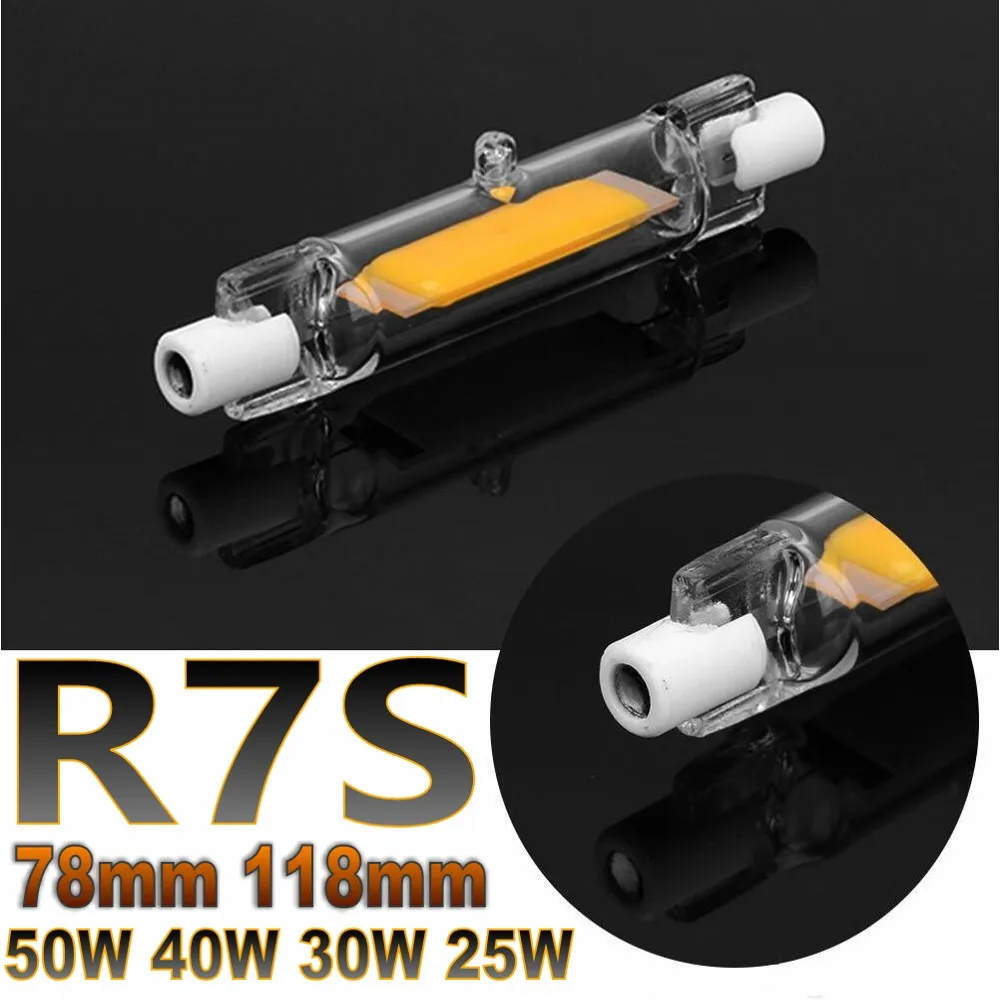 R7S LED 78mm 15W 20W R7S Spotlight 118mm 30W 40W 220V 230V 240V COB Lamp Bulb Glass Tube Replace 30W 50W 100W Halogen Lamp Light