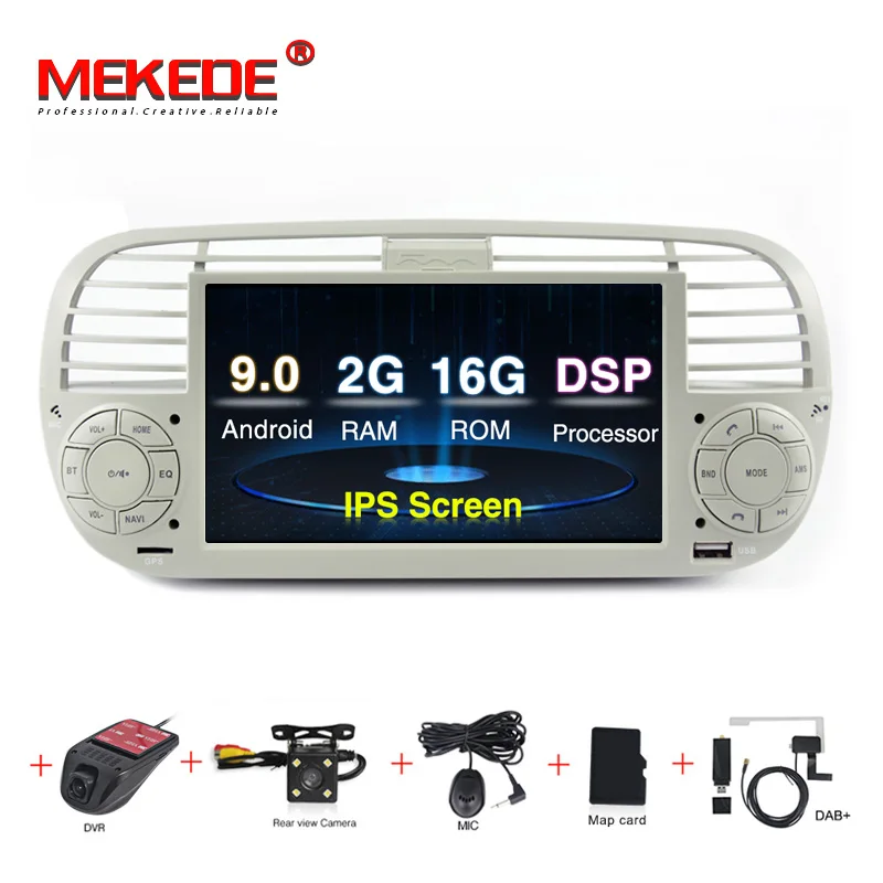 Мультимедийный плеер для Fiat 500 2007 2016 HD 2G RAM IPS DSP android 9 1 dvd gps навигация с Wi Fi bluetooth carplay