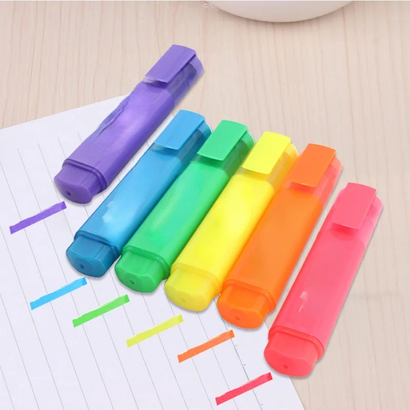 

Highlighter MP-460 Water-based Pigment Single Head 6-Color Marker Pen Head Pen Note Pen Stationery Office school supplies