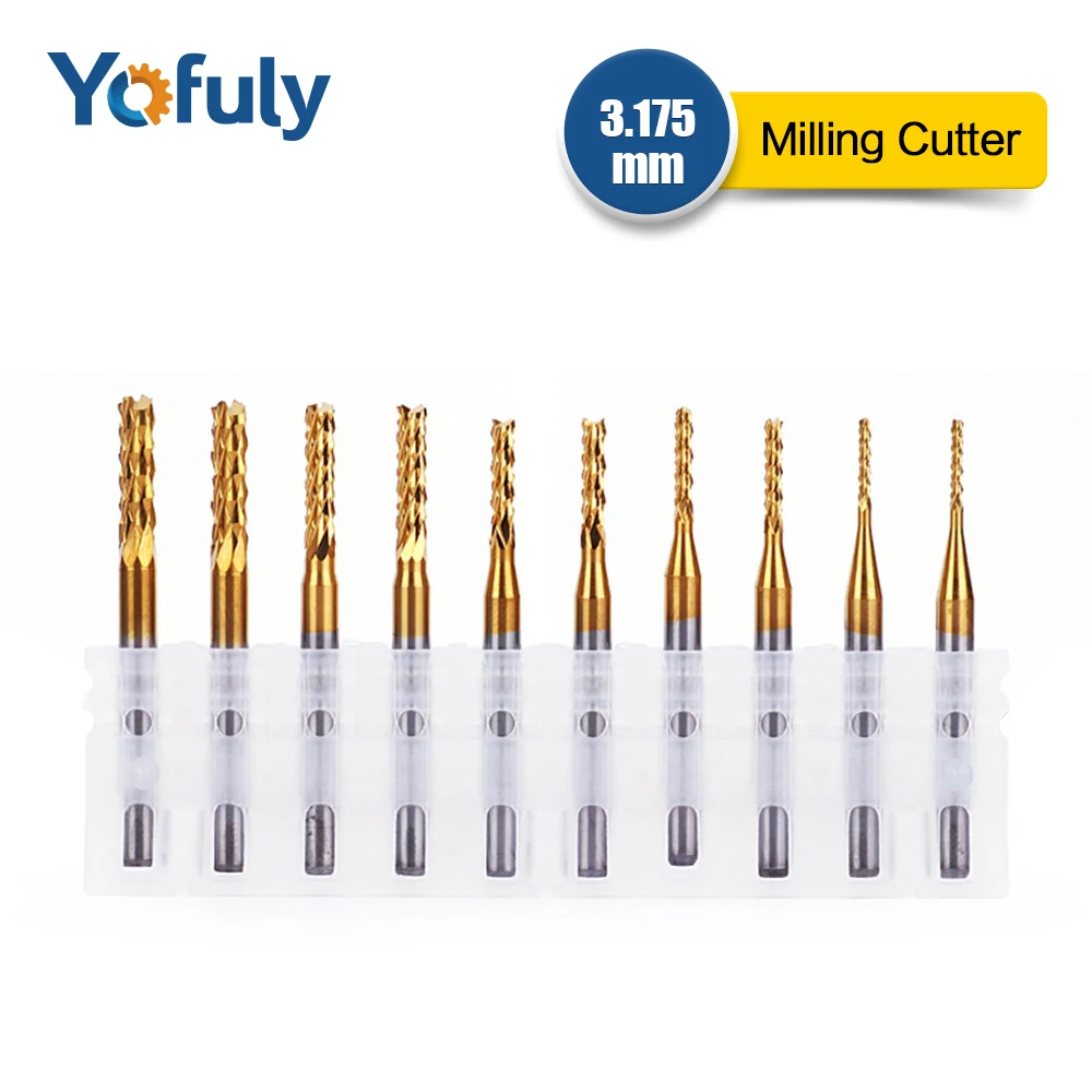 10 шт. Фрезерные фрезы для печатных плат твердосплавные концевые с титановым