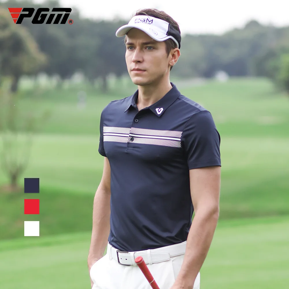 

PGM Men's Short Sleeve Golf T-Shirt Summer Striped Print Sport Tshirt Polo Shirt Quick Drying Golf Clothing Sportswear YF243