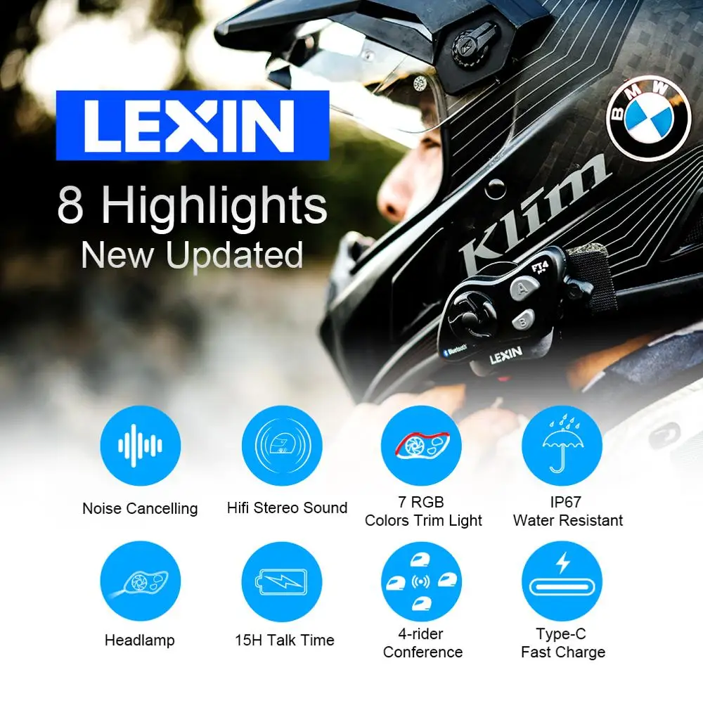 Lexin новинка 1 4 всадника FM Bluetooth мотоцикл домофон шлем гарнитуры BT21 intercomunicador мото с