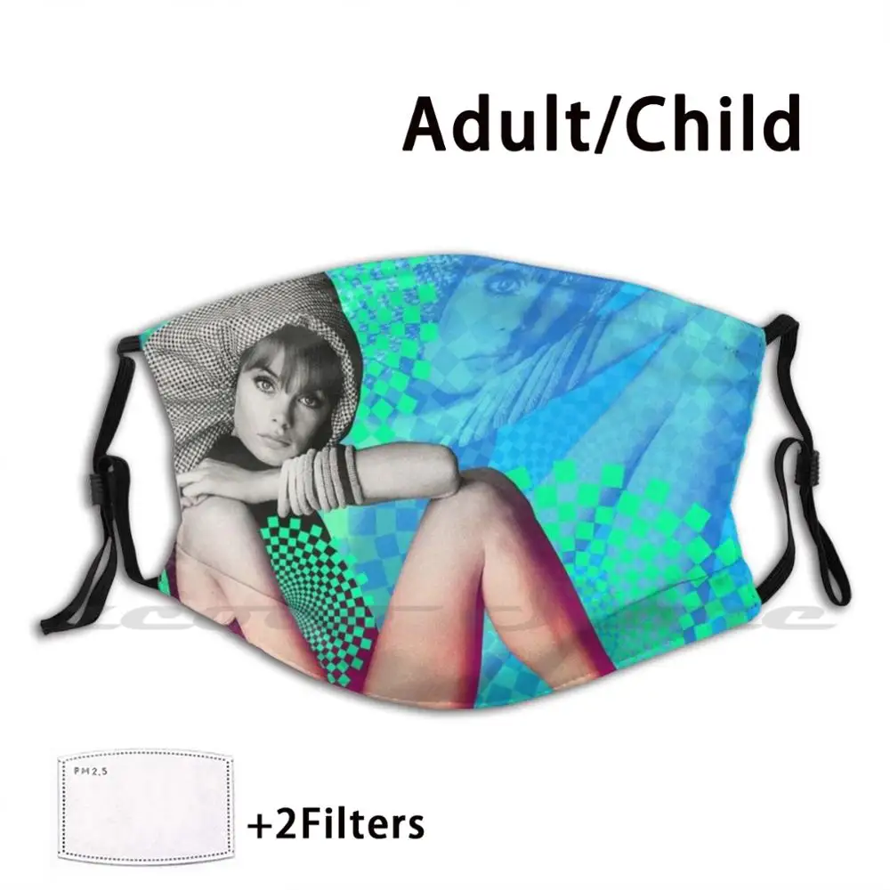 

Supermodel Jean Shrimpton 1-Supermodels Of The Sixties Series Mask Cloth Washable DIY Filter Pm2.5 Adult Kids Collage Fashion