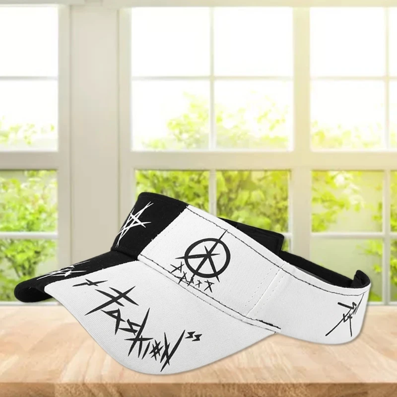 

Boys Girls Empty Top Hat Street Style Casual Sun Visor Caps Black and White Color Matching Neutral Daily Accessory