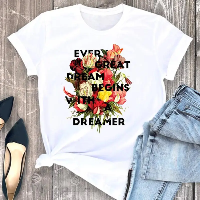 

Women Clothes Floral Trend Cute Lovely 2022 Cartoon Short Sleeve Print Tshirt Female Top Graphic Clothing Fashion Tee T-shirt