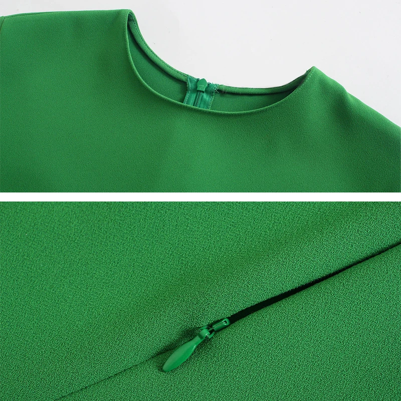 

Office ladies Green Split Long Dress 2021Autumn O-neck Long sleeve Female Slim Maxi dresses Elegant Spring Women INKEO 1D034