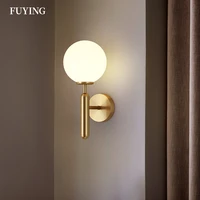 new fuying modern led wall lamp golden glass ball aisle bedroom living room aisle staircase bedside lamp background wall light