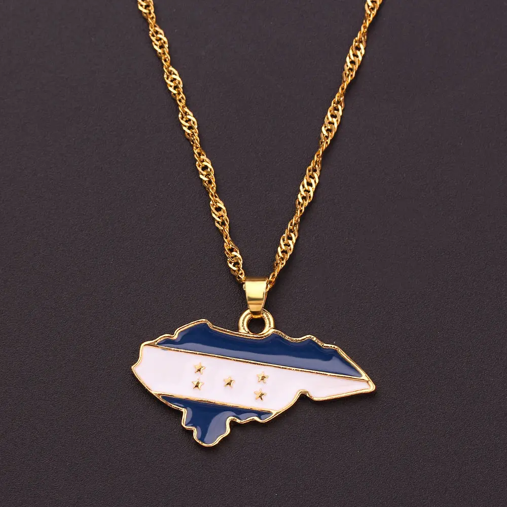 Подвеска с национальным флагом Гондураса ожерелье картой цепочка золотого цвета