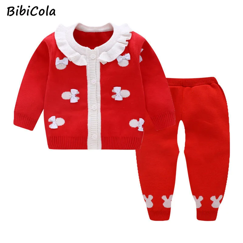 

Autumn Toddler Girls Clothing Set Sweater + Pants 2pcs/Suit Infant Girls Knit Suit Thick Warm Winter Baby Girls Home Apparel