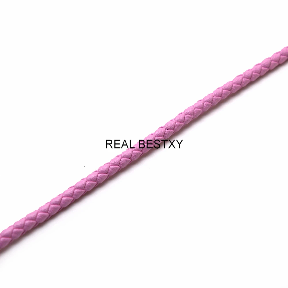 5 м/лот 4 мм круглый розовый плетеный кожаный ремешок шнур для работы браслетов