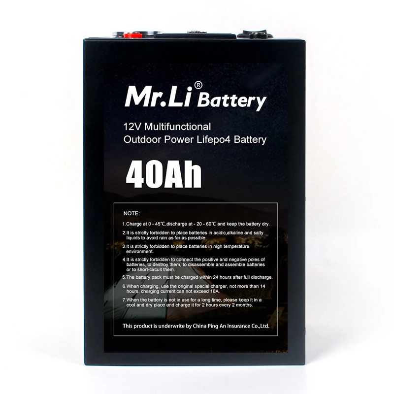 

Portable rechargeable battery 12v 40Ah 18650 storage battery 12v lifepo4 battery with light for UPS Tying machines powerwall