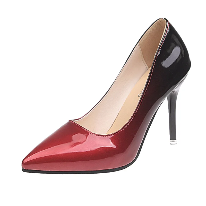 

33-43 large spring and autumn new pointed heels women's thin heel gradient light mouth single shoes