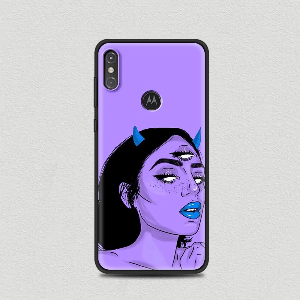 

Aesthetic Demon Woman Case For Motorola Fusion G8 Power Lite One Hyper G9 G E7 Play Edge Plus E6s Silicone Soft Black Cover