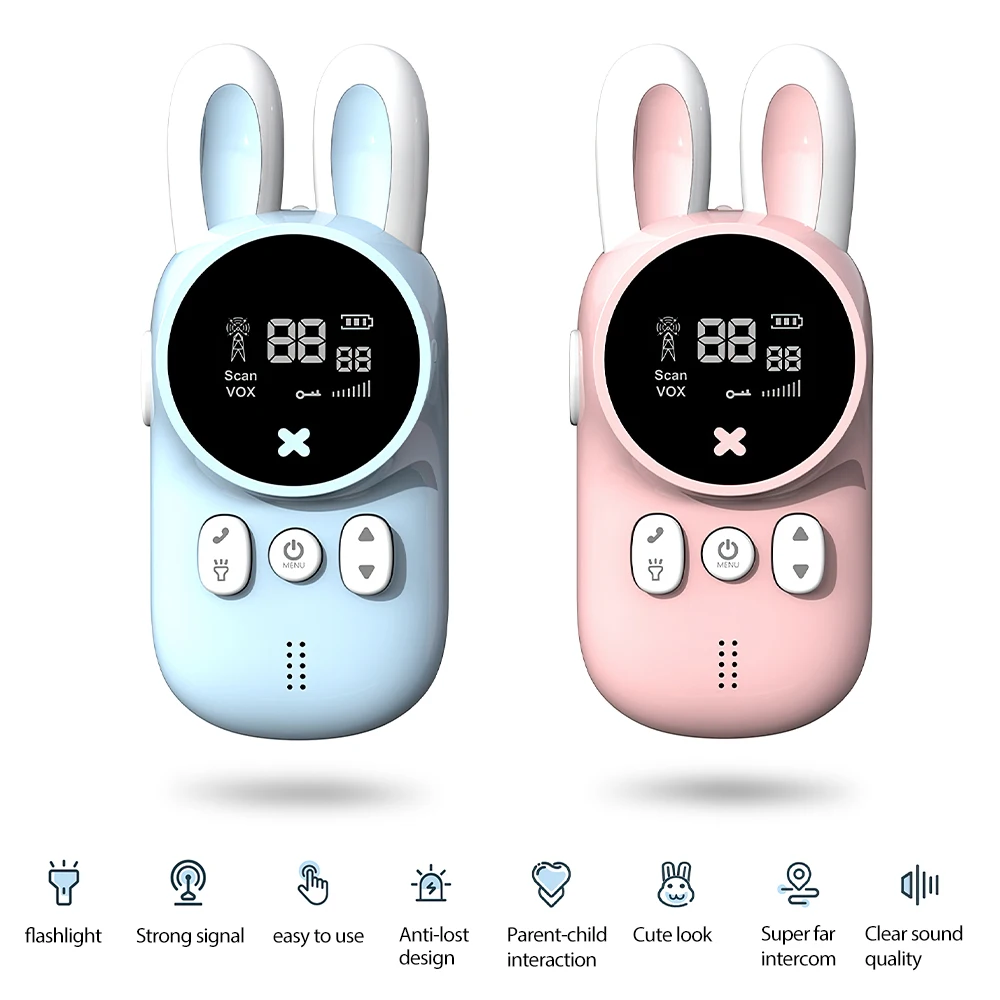 

For Birthday Gift Family Park 2pcs/Set Children Walkie Talkie Hand Held Wireless Talk 3km Parent Child Toys Unisex with Light