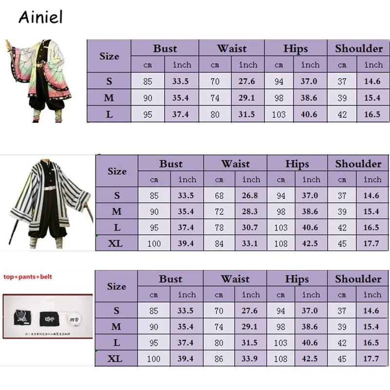 

Demon Slayer Cosplay Costumes Kimetsu no Yaiba Sets Rengoku Shinjurou Haori Giyuu Kimono Shinobu Iguro Obanai Uniforms Cloak