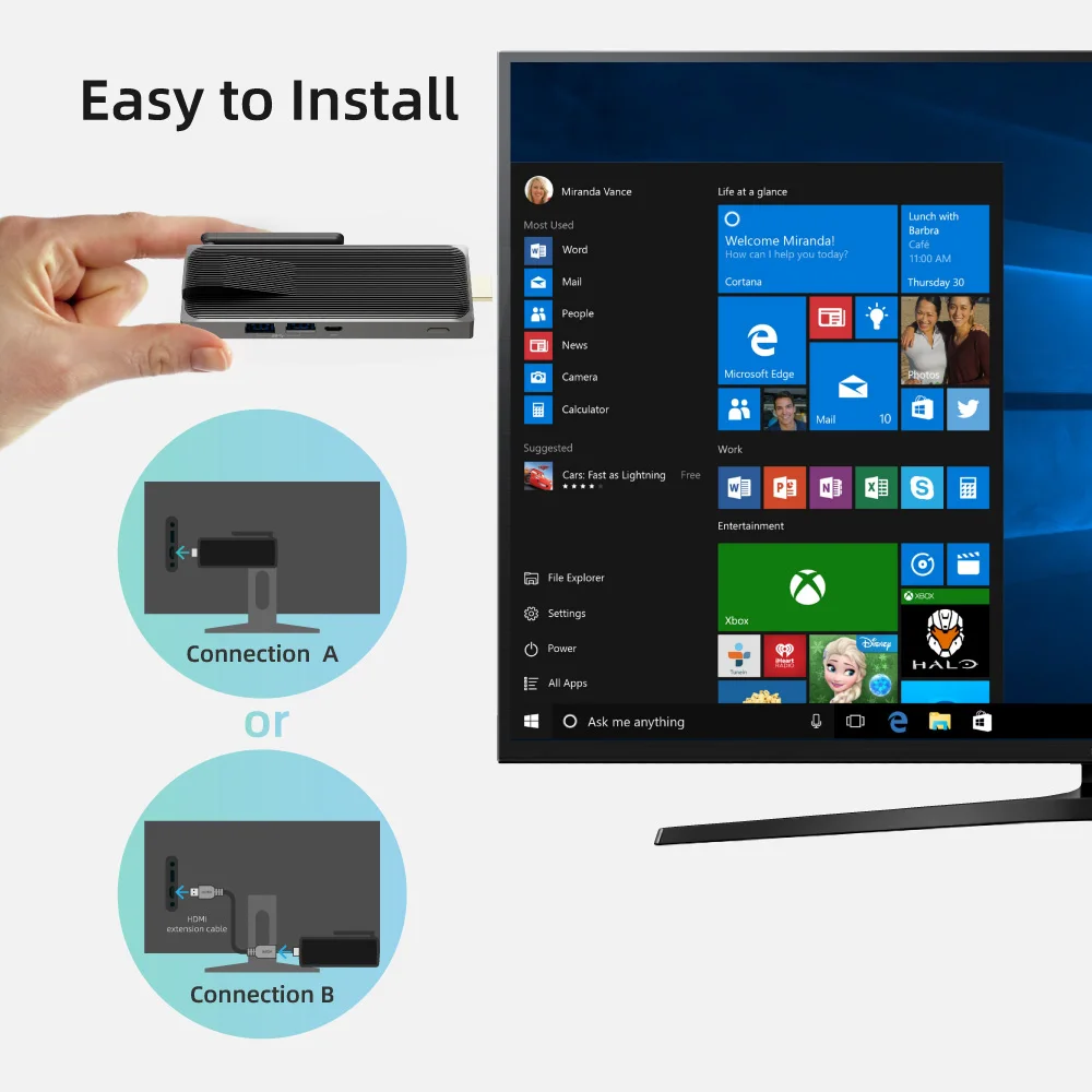 Мини-ПК Intel Celeron J4125 8 ГБ 128 безвентиляторный Windows 10 Pro HDMI 4K 2 4 ГГц Wi-Fi гигабитная