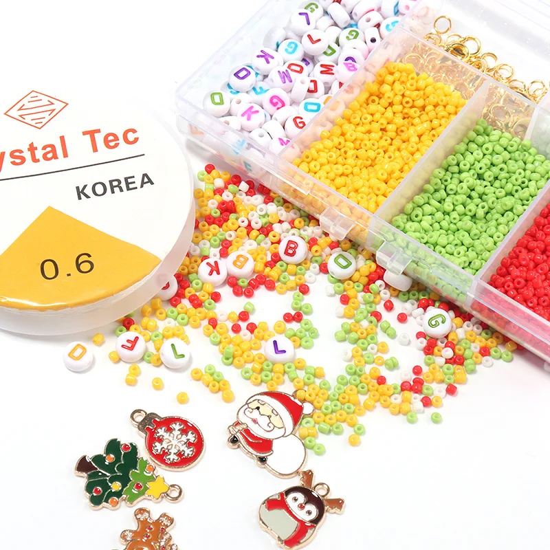 

Clay Beads with The Letter Czech Glass Loose Beads Kits Set Elastic Cord for DIY Craft Bracelet Jewelry Making Supplies