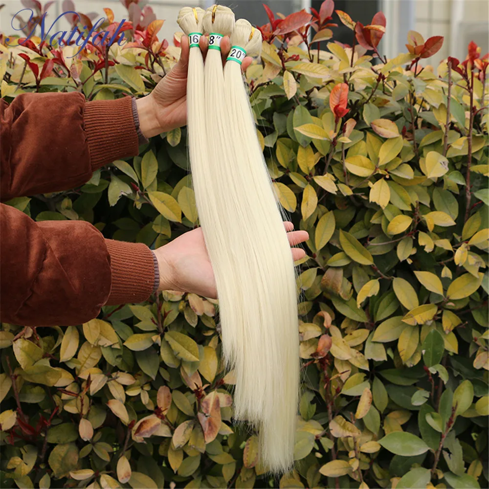Natifah 16 18 20 дюймов длинные прямые светлые волосы пряди синтетические для