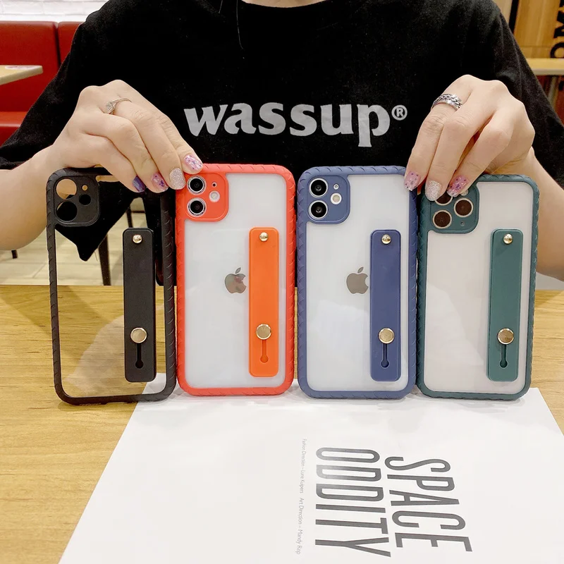 

Wrist Strap Case for iPhone 12 Pro 6.1"Cases Shockproof Clear Hard PC Back Cover TPU Bumper for iPhone 11 Pro Max Case