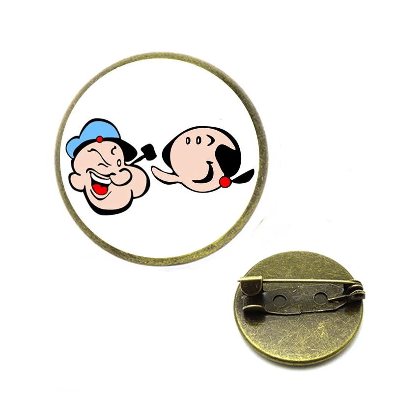 Popeye Броши моряк аниме мультфильм ювелирные изделия стекло кабошон булавки