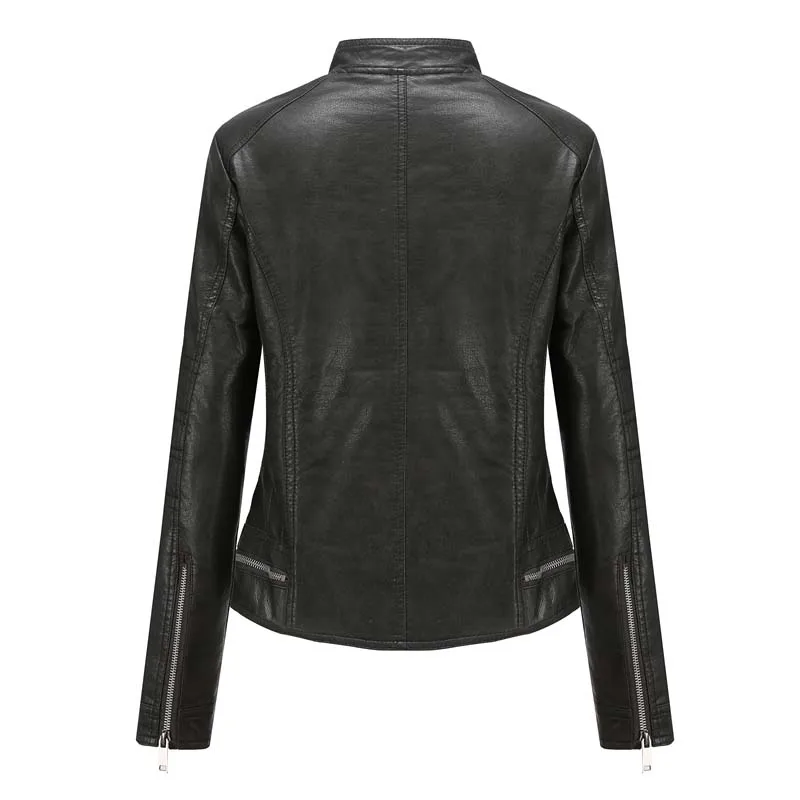 2021 Autumn Winter Faux Leather Jackets Women Long Sleeve Plus Velvet Zipper Leather Blazer Female Oversized Outerwear Wild