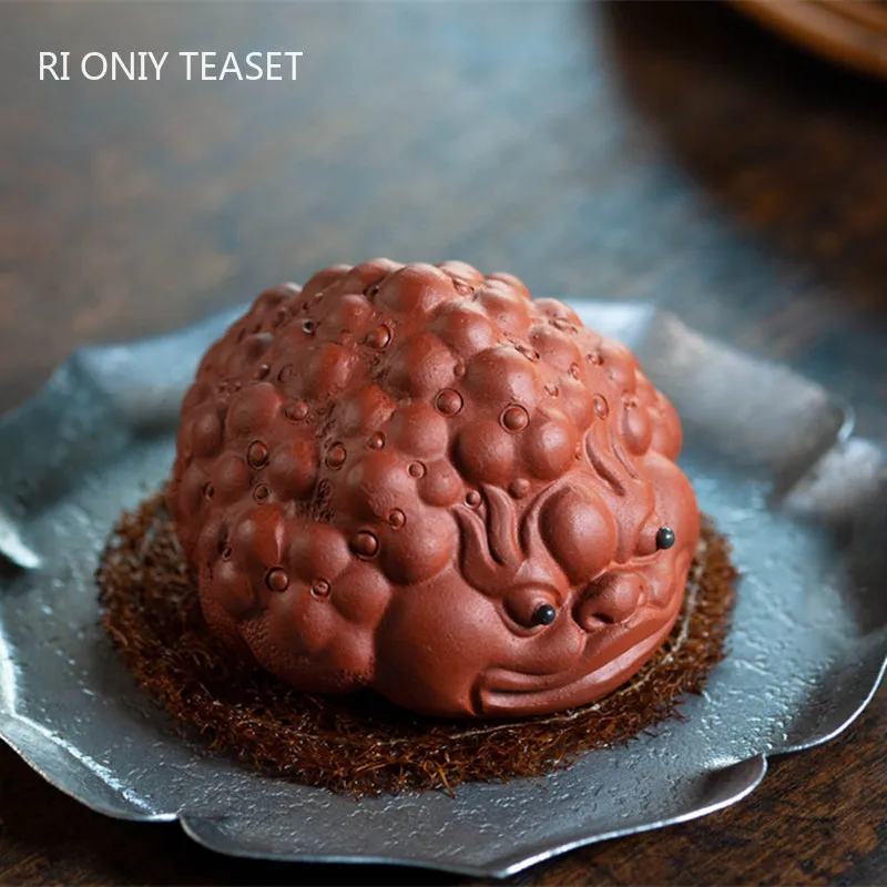 

Yixing фиолетовая глина ручной работы Скульптура Чай домашний питомец Счастливое животное модель фигурка украшения китайский чайный набор де...