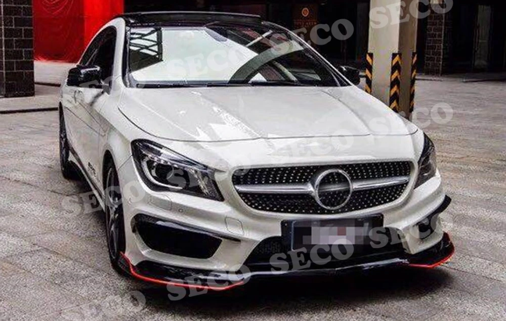 Для W117 углеродное волокно Передние Губы разветвители закрылки для Benz CLA класс W117 C117 CLA250 CLA260 CLA45 разветвители-16 Red Line 2 шт