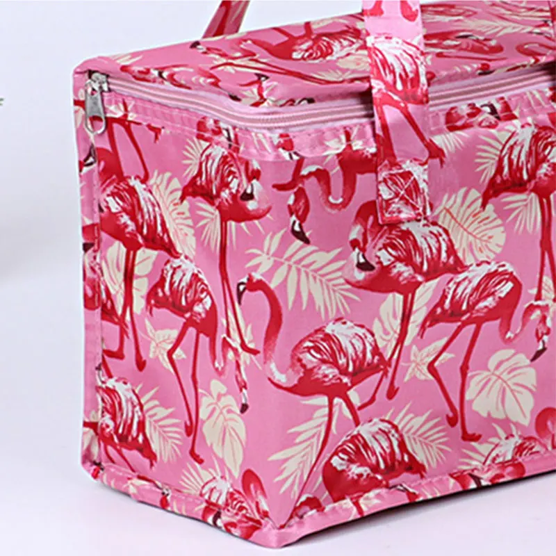 

Flamingo Print Portable Lunch Cooler Bag Folding Insulation Picnic Ice Pack Food Thermal Bag Drink Carry Insulated Bags Food Bag
