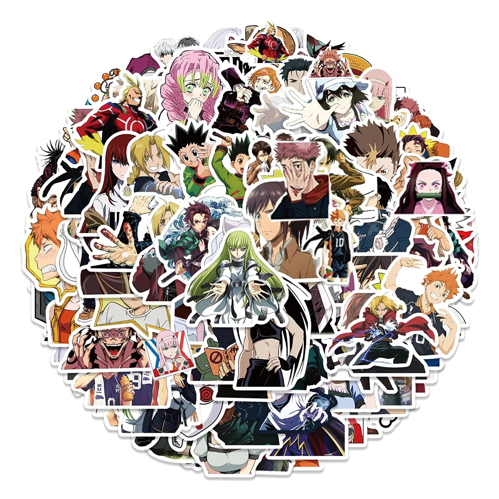Pegatinas de Anime Jujutsu Kaisen Attack on Titan, maleta para port&aacute;til, tel&eacute;fono, pegatina de Graffiti, juguete para chico, 10/50/100 Uds.-2