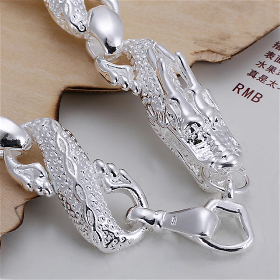 New Arrival 925 Silver Color Bracelet Bangle Cuff Men And Women Dragon Bracelet 925 Silver Fine Jewelry Party Christmas Gift
