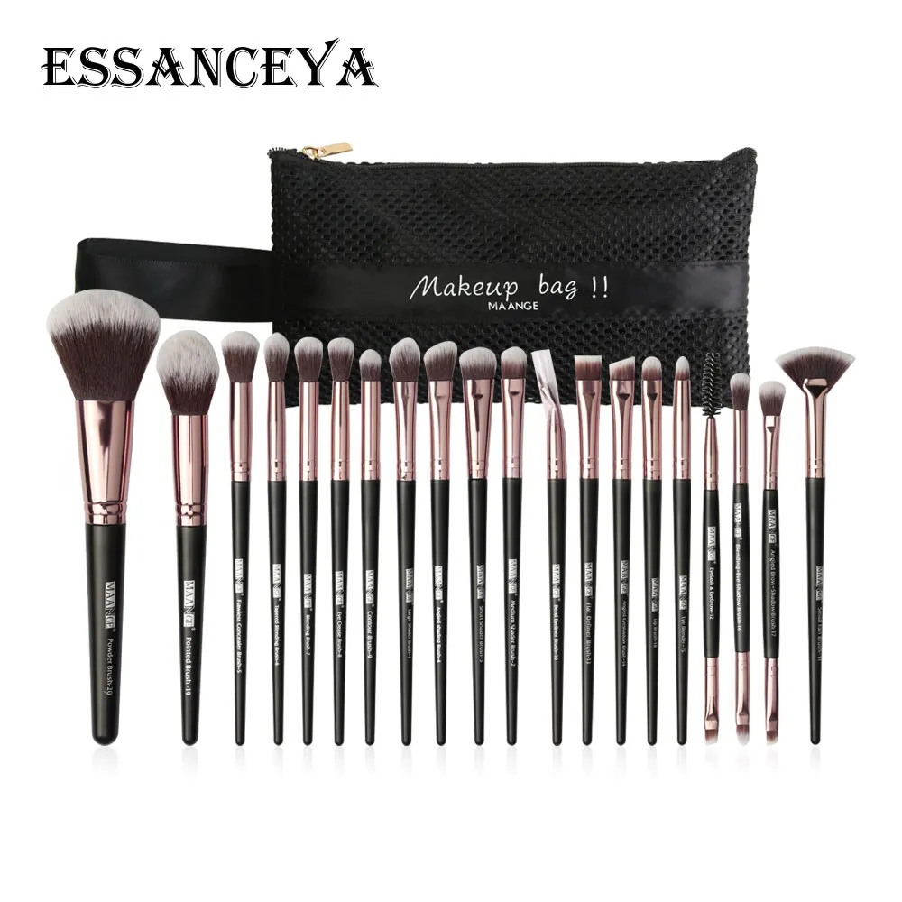 20pcs with bag ESSANCEYA 18/20 шт. набор кистей для макияжа мягкие пудра Кисть для растушевки теней кисть с холста на нашем сайте! кисти для макияжа Косметика сумка - Handle Color: 20pcs with bag