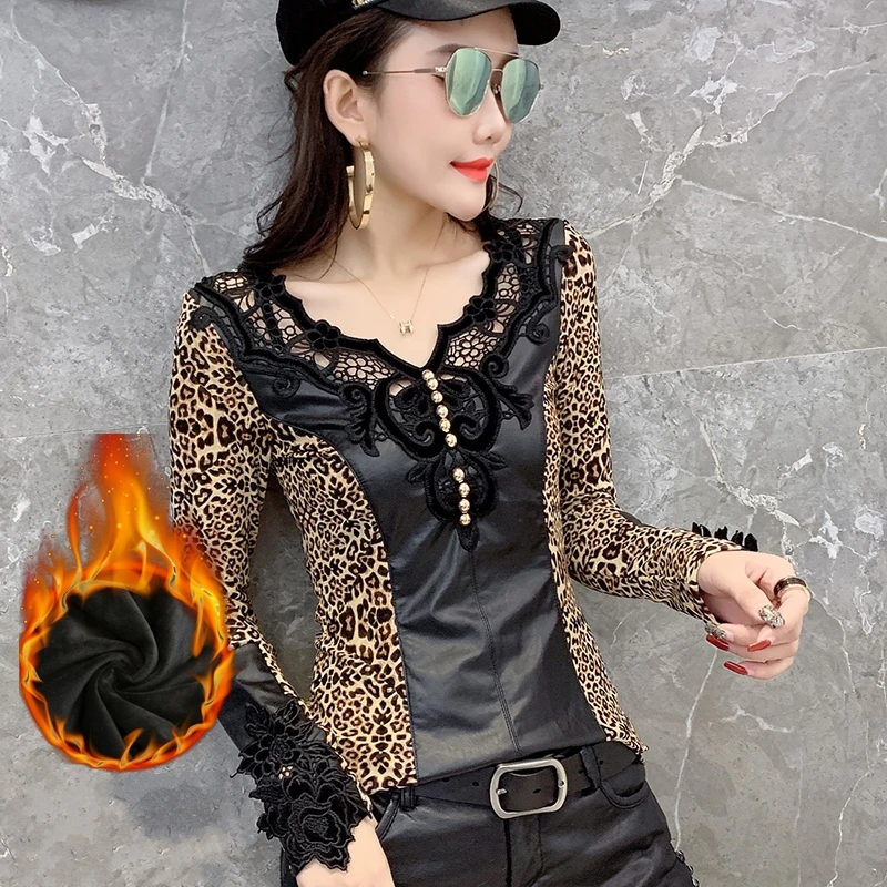 Лоскутная полиуретановая Кружевная футболка с пуговицами для женщин новинка 2019