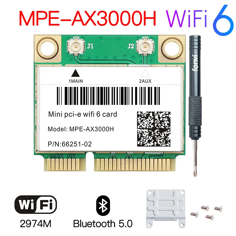 Mini PCI E WiFi6 MPE AX3000H адаптер Беспроводной 2974 Мбит/с Bluetooth 5 0 Wi Fi кард 802.11ax 160 МГц 2 4G/5G Wlan