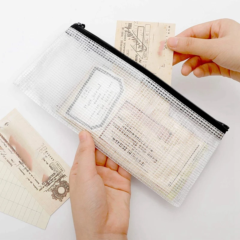 42Pcs Zipper Pencil Pouch Mesh with File Storage Bags for Stationary Cosmetics Travel | Канцтовары для офиса и дома