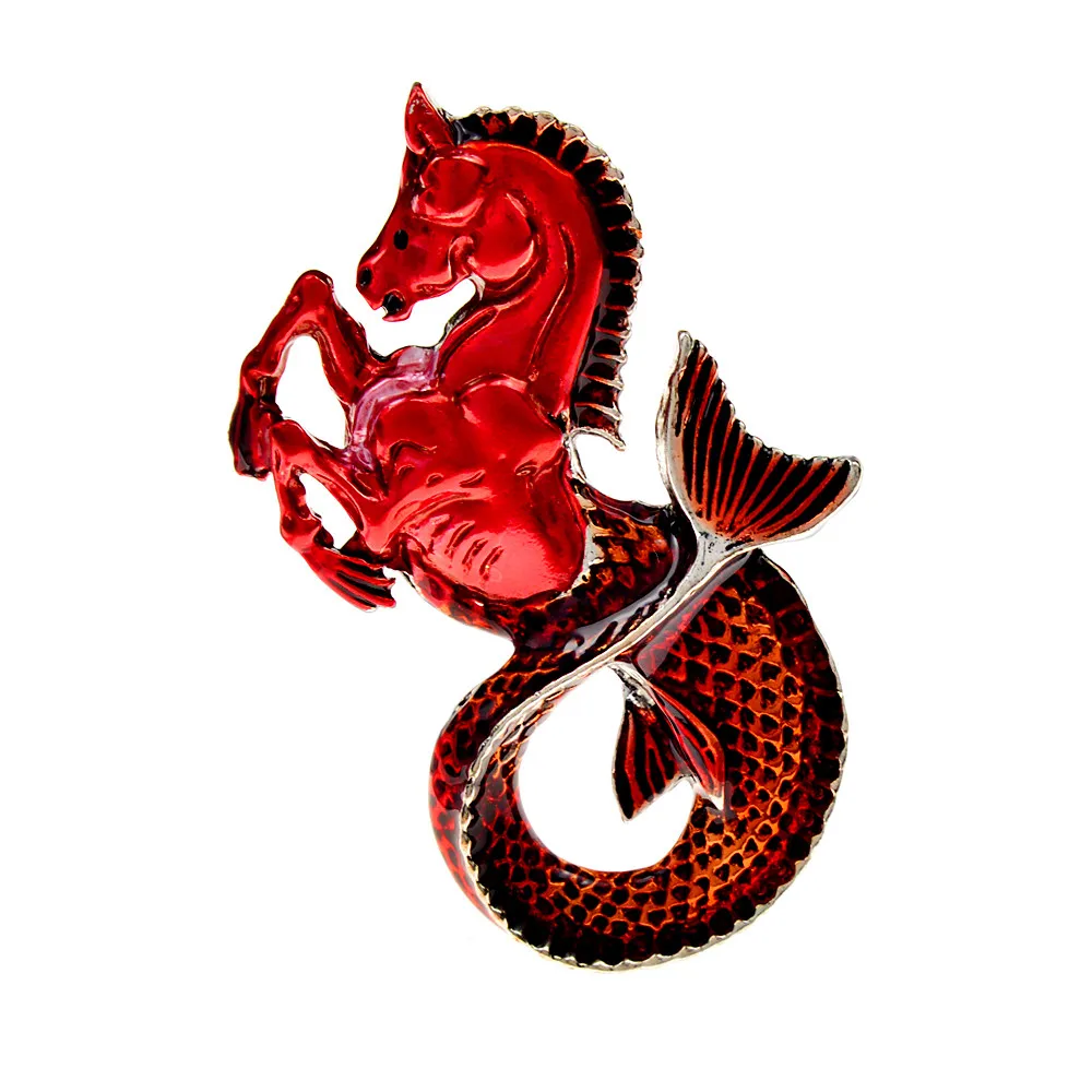 

CINDY XIANG Enamel Horse and Fish Brooches Pins Animal Design Fashion Jewelry 3 Colors Available Coat Accessories