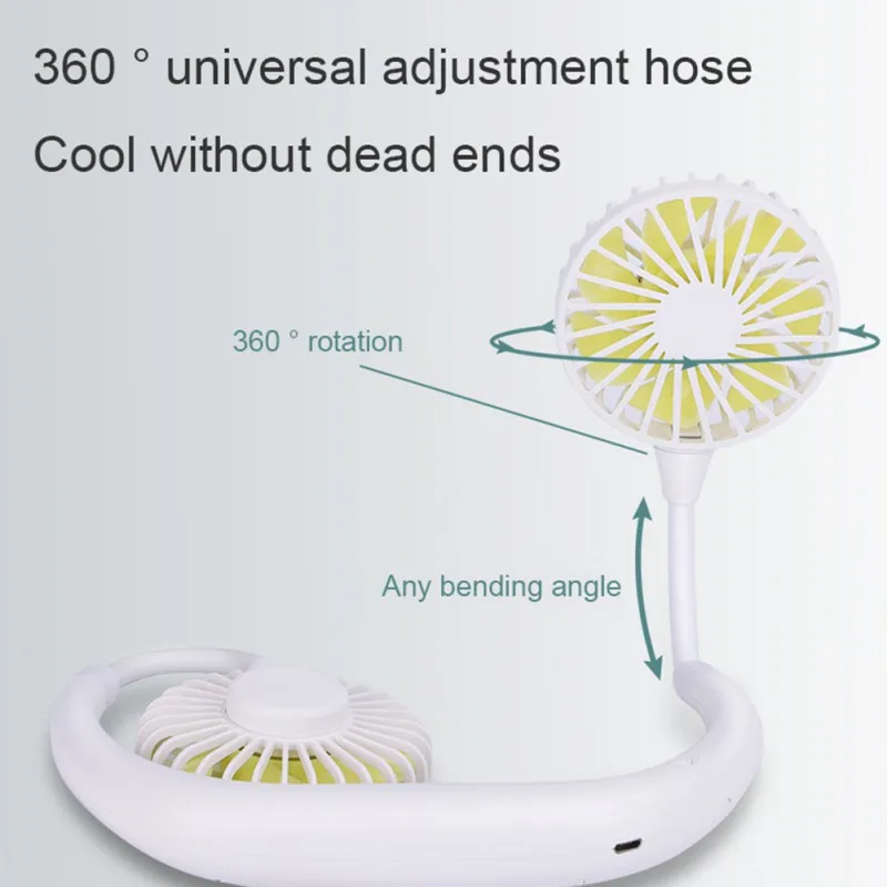 

Mini USB Portable Fan Neck Fan Neckband With Rechargeable Battery Small Desk Fans Handheld Air Cooler Conditioner For Room