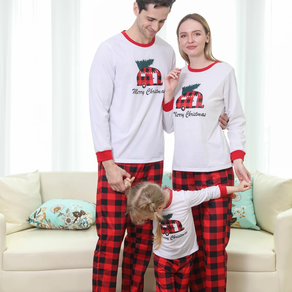 

Семейный пижамный комплект с надписью "Merry Christmas", новогодний костюм, костюмы из 2 предметов, одежда для сна, пижама для родителей и детей, семе...